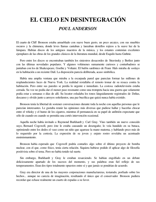 Portada de El Cielo en Desintegración